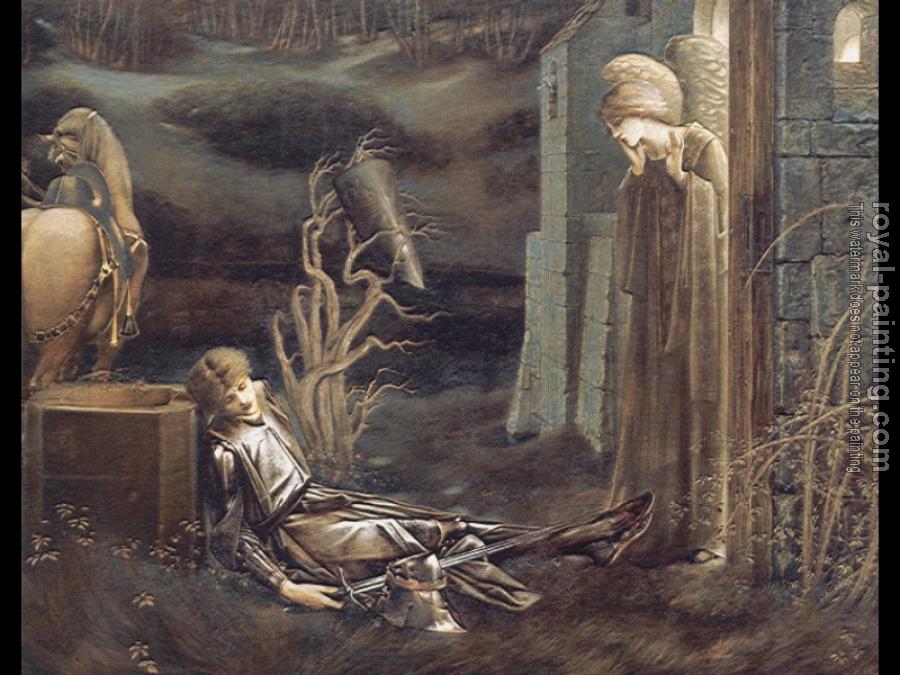 Sir Edward Coley Burne-Jones : The Dream of Launcelot at the Chapel of the San Graal